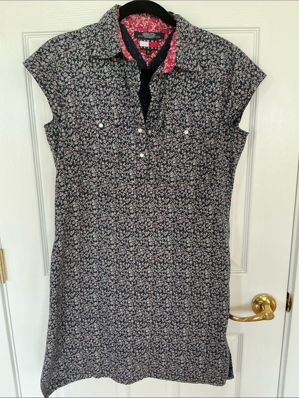 Tommy Hilfiger Navy Floral Sleeveless Button-Front Mini Dress